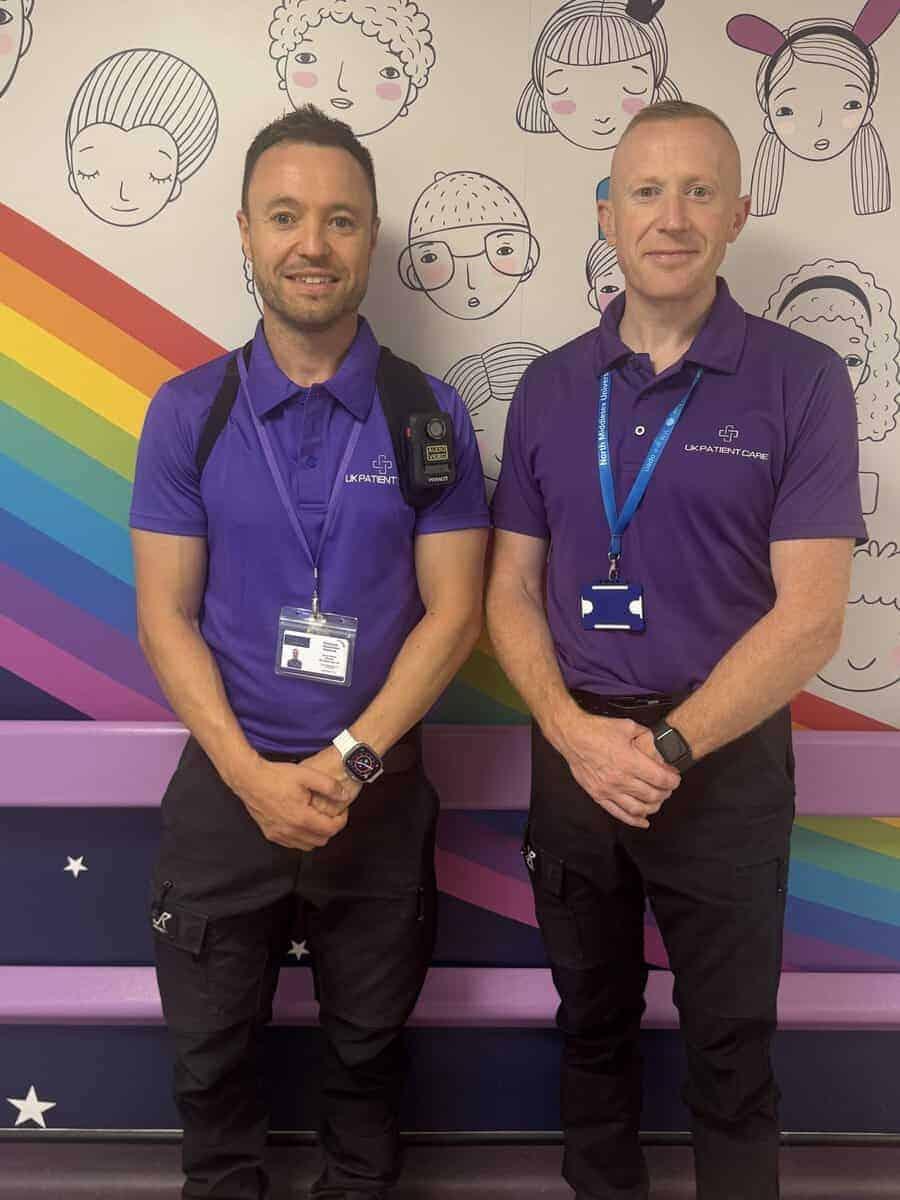 Two UK Patient Care staff prepared for a therapeutic engagement assignment Two UK Patient Care staff prepared for a therapeutic engagement assignment